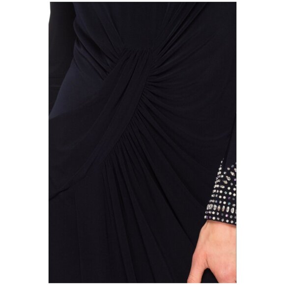 Joseph Ribkoff | Dress Style 191017 | Navy Blue | Size 6 | Long Sleeve - Picture 5 of 15